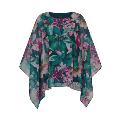Tunika GOLDNER "Elegantes Blusenshirt, florales Design", Damen, Gr. 38, grün (smaragd, gemustert), Obermaterial: 100% Polyester PES., U-Boot-Ausschnitt, Tuniken, Blumenmuster