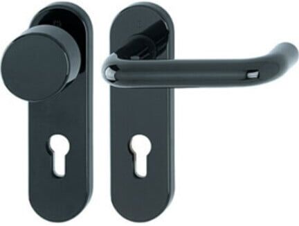 Hoppe Paris FS-K58/353K/138 FS-Garnitur   Kunststoff F9005   D/K   TS 40-66mm   PZ   DIN L/R   für Fenster und Balkontüren   mit Secustik, 635504)