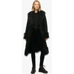 Superdry für Damen. W5012136A Langer schwarzer Afghan-Mantel (M), Lässig, Polyester