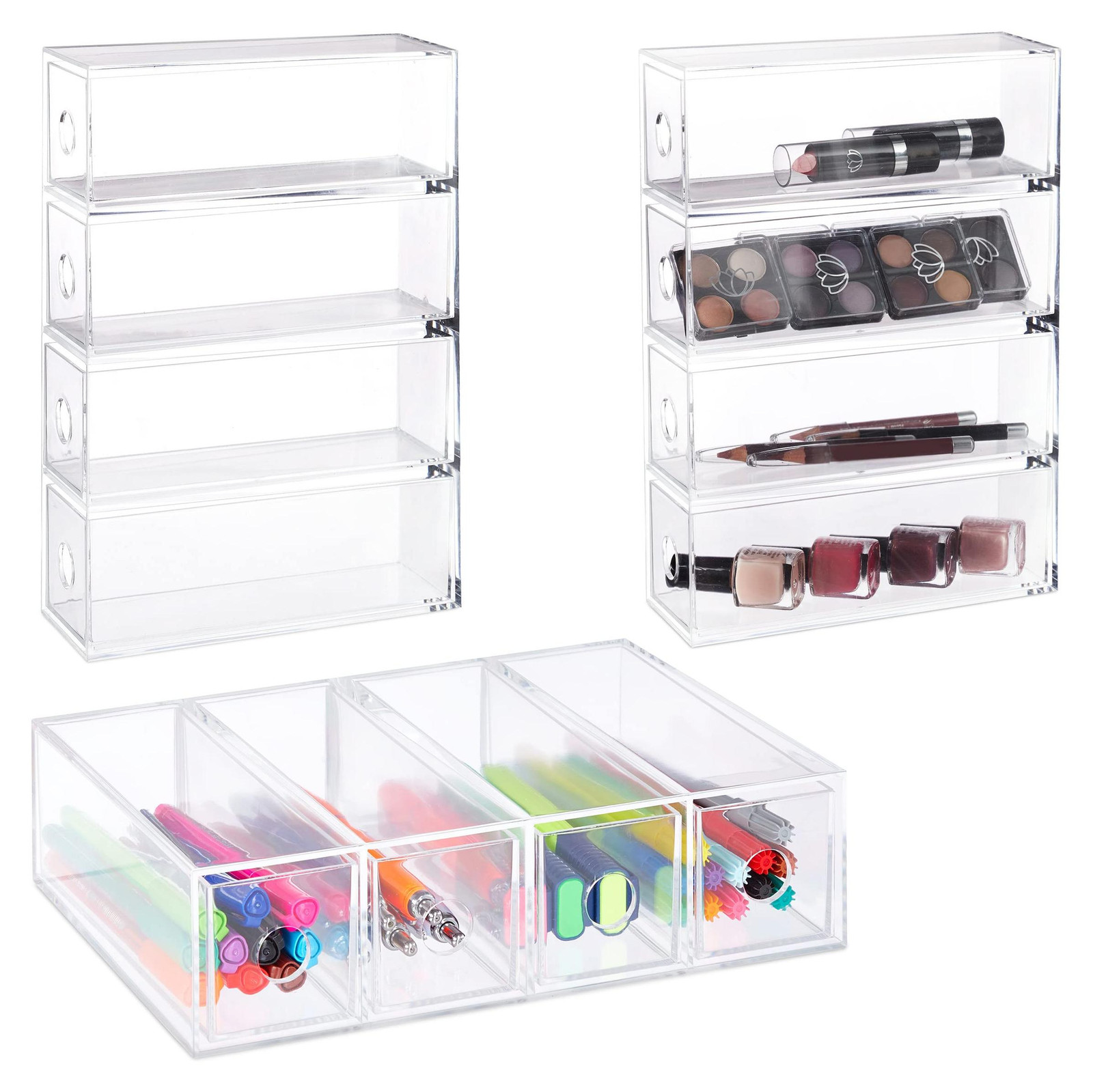 Dripio Set van 3 Transparante Opbergboxen van Acryl