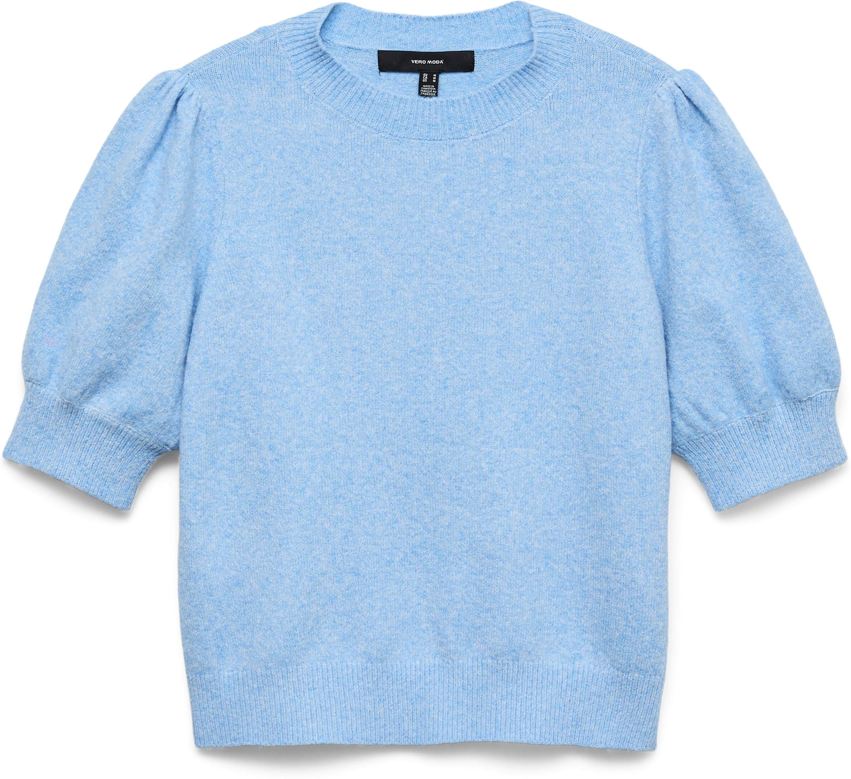 Vero Moda "VMDOFFY 2/4 O-NECK PULLOVER GA NOOS" Materialmix, regular fit little boy blau melange M