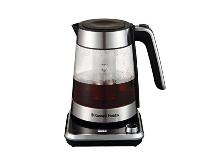Russell Hobbs Glas Wasserkocher, Edelstahl, 1,7 l, mit Teesieb, 40–100 °C 2400 Watt Leistung für schnelles Erhitzen, Digitale Touch-Bedienfläche und Ziehzeit-Timer, Warmhaltefunktion für Babynahrung