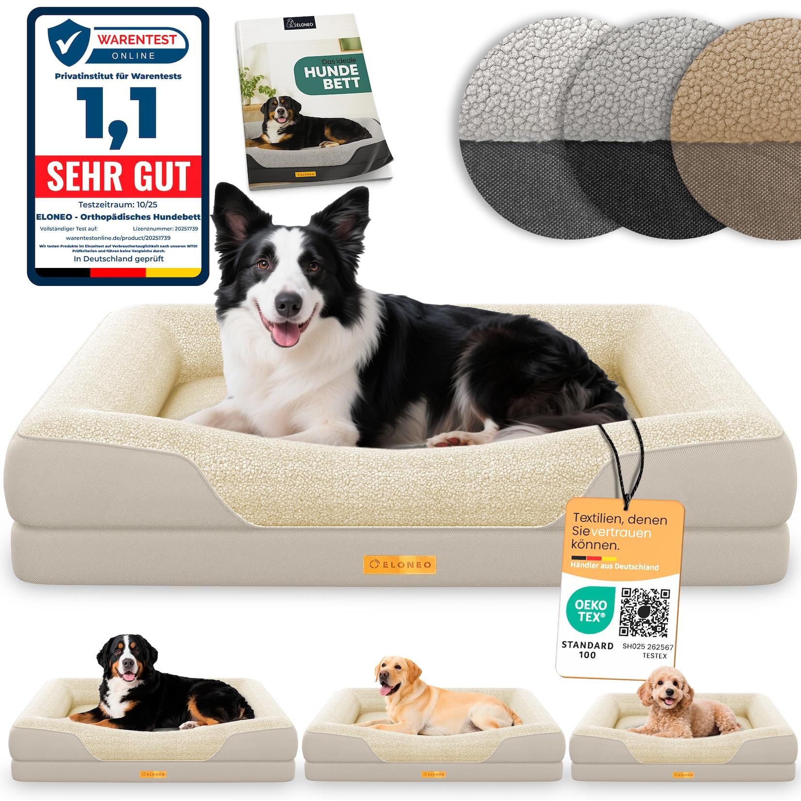 ELONEO Orthopädisches Hundebett, Creme - Größe M