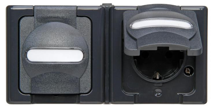 Kopp APWG Blue Electric 1312.1500.3 Dubbele Schuko-stopcontact, horizontaal, antraciet