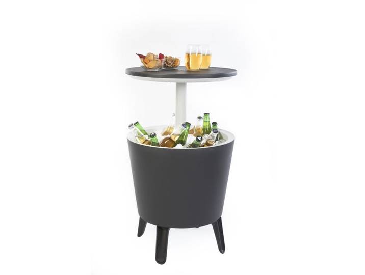 Keter Table glacière cool bar table d'appoint table cocktail en résine Gris - 30L - 49.5x49.5x57