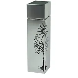 DELUKE Pflanzsäule LINZ Silber Edelstahl Pflanzkübel hoch Blumenkübel Pflanzkasten