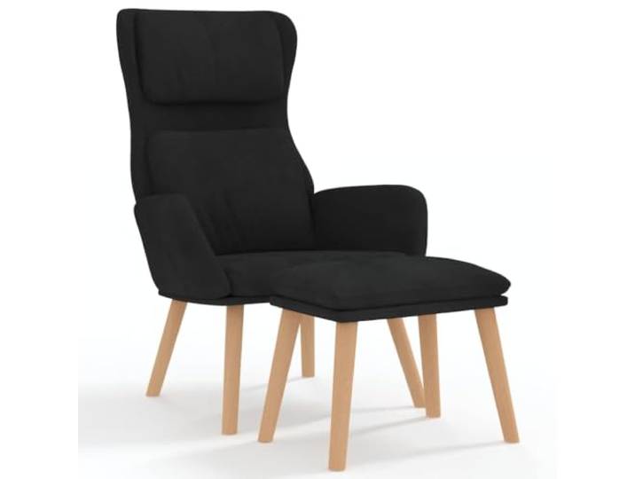Makastle Relaxsessel mit Hocker Schwarz Samt