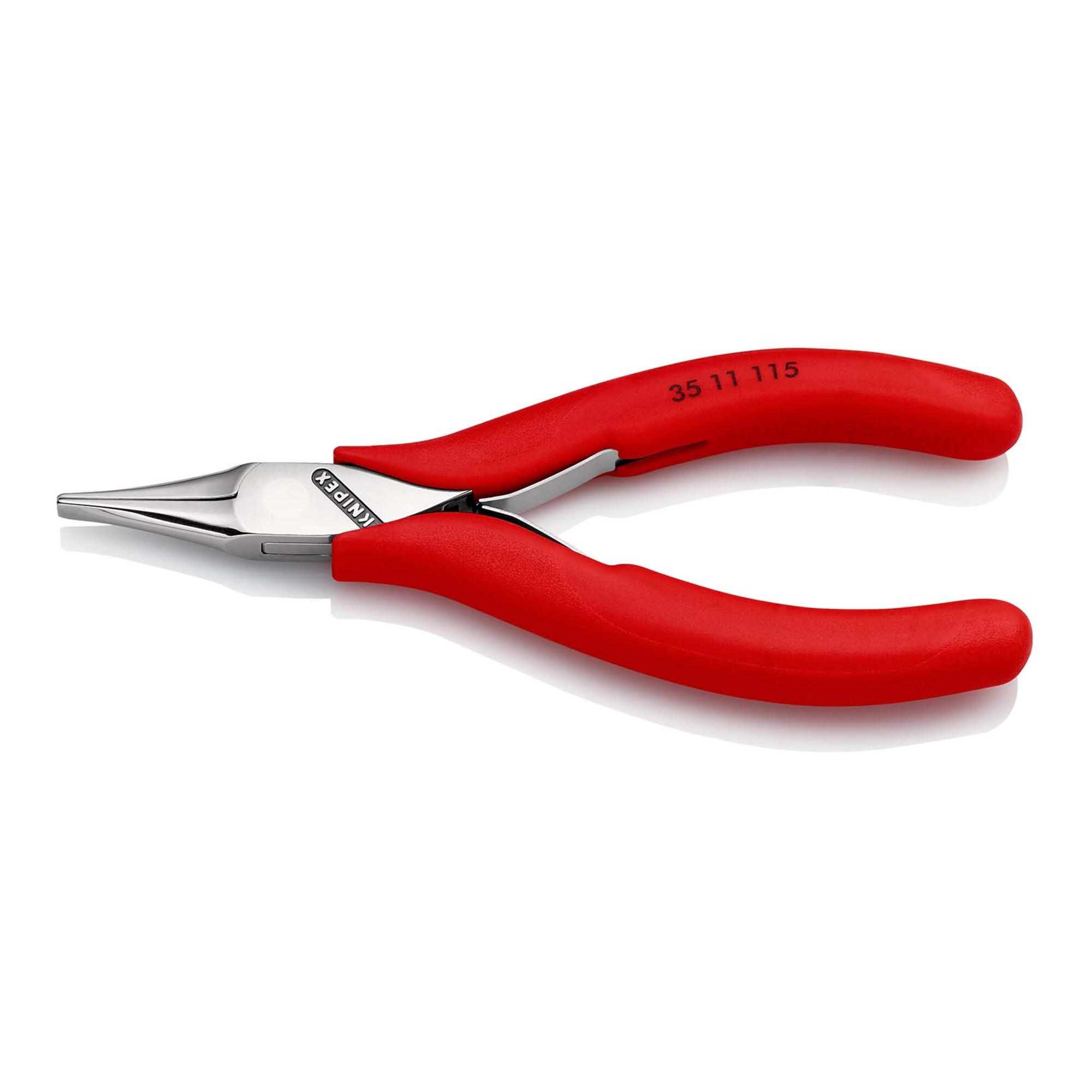 KNIPEX 35 11 115 Elektronik-Greifzange mit durchgestecktem Gelenk mit rutschhemmenden Kunststoff-Hüllen 115 mm)