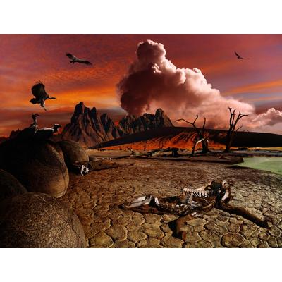 Fototapete PAPERMOON "Apokalyptische Landschaft", bunt, B:3m L:2,2m, Vlies, Tapeten