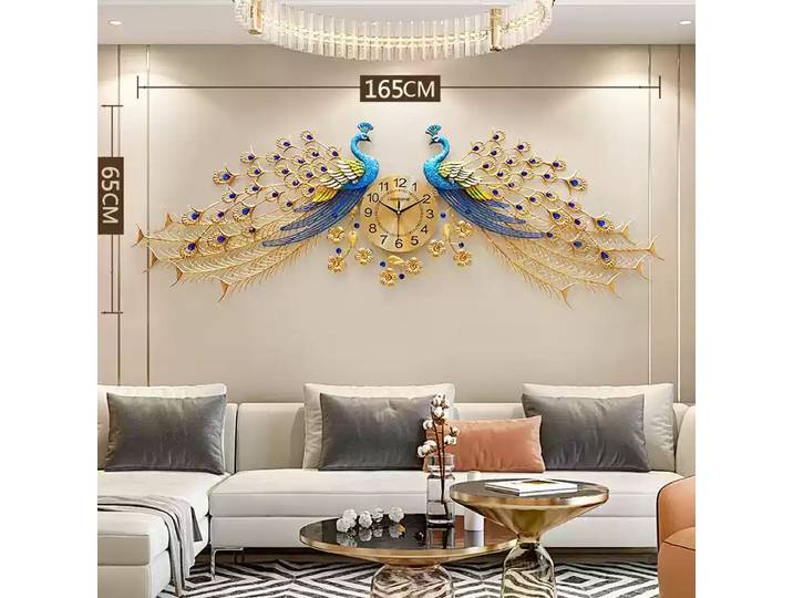 ​ Horloge murale Design paon, silencieuse, sans tic-tac, moderne, décor de salon, chambre à coucher, luxe, horloge murale à Quartz pour la maison