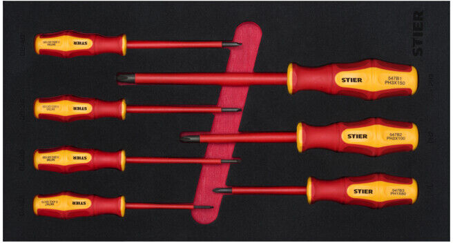 STIER Set de tournevis 7 pièces avec isolation de protection, testé VDE (907608)