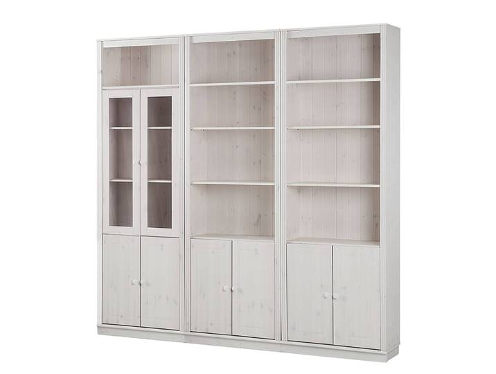 Bibliothèque massive F Pin massif, vernis Blanc/Epicéa blanc 222 x 223 x 37cm