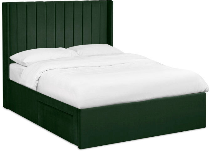17 Stories Upholstered Ottoman Storage Bed Green Double (4'6)