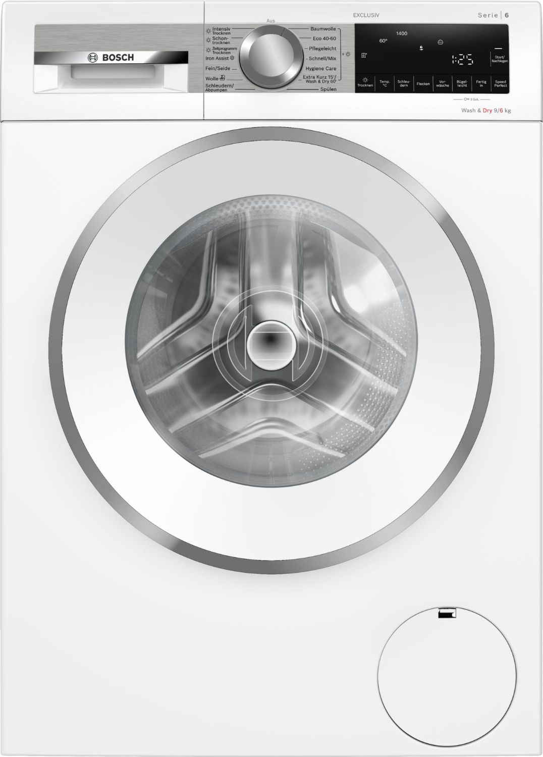 Bosch Serie 6 WNG24492, Frontlader, Freistehend, Weiß, Links, Edelstahl, Weiß, Drehregler, Berührung