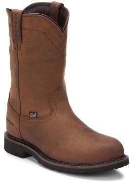 "Justin Original Workboots Drywall 10"" WP Round Steel Toe - Mens 12 Tan Boot D"