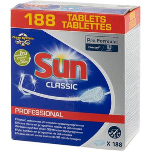 Sun Spülmaschinentabs Professional Pro Formula, Classic, kraftvolle Reinigung, strahlender Glanz, 188 Tabs