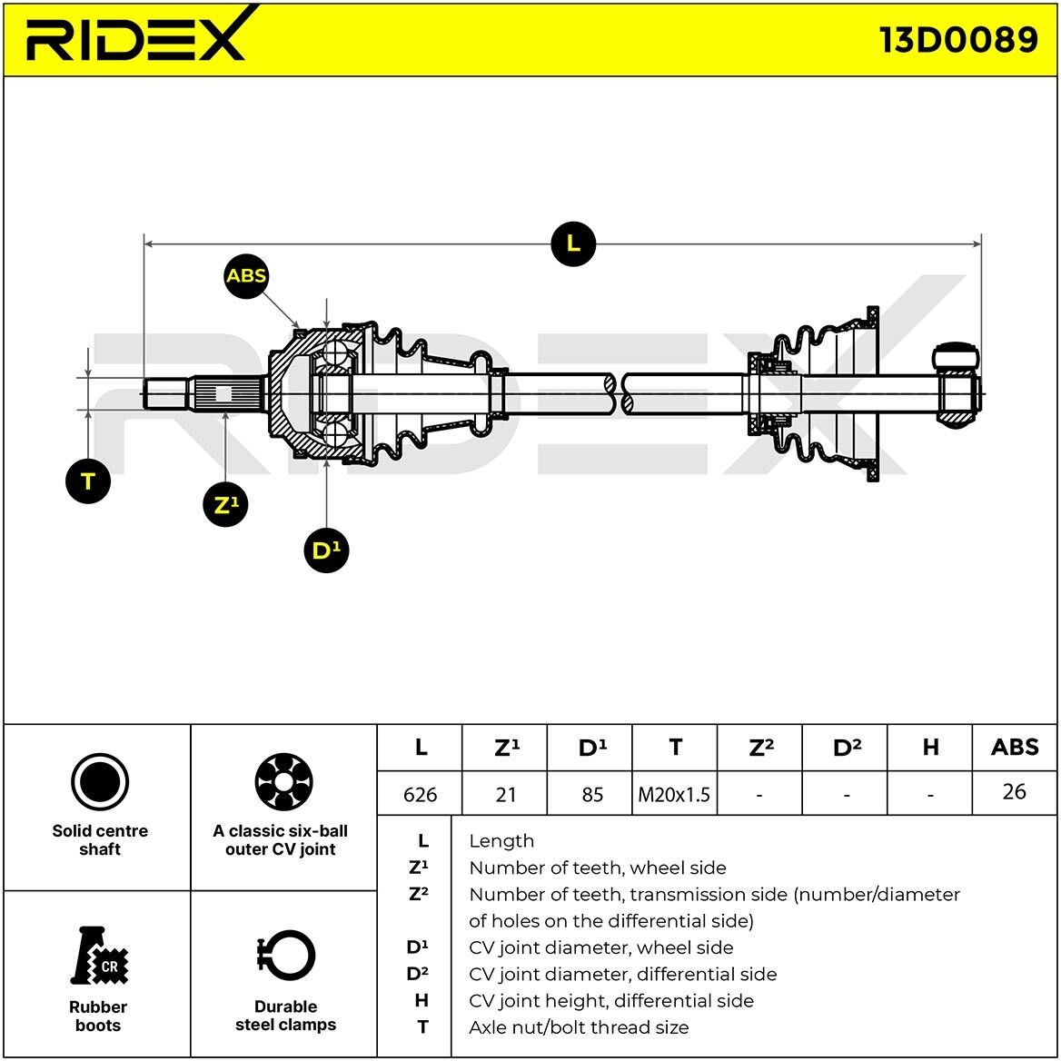 RIDEX 13D0089 Drive shaft