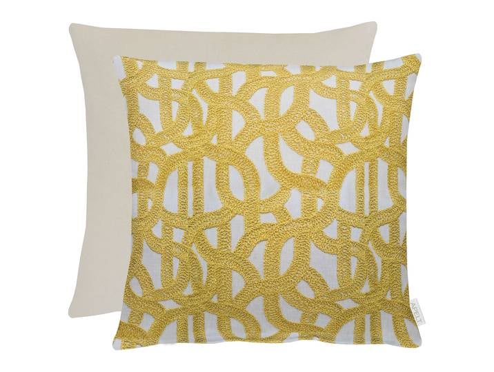 Coussin Rafia Jaune/Jaune 45 x 45cm Tissu mélangé