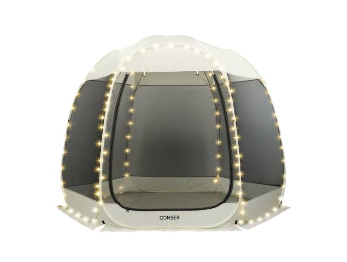 Pop-Up Pavillon LED 4-6 Personen 3 x 2 m transparent/schwarz