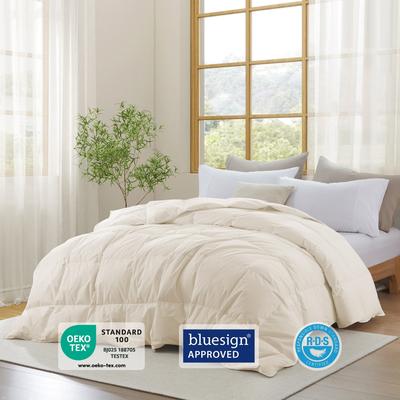 Puredown Medium Warmth 300TC Organic Cotton Down Comforter - 100% Natural, Chemical-Free, All Season Duvet Insert