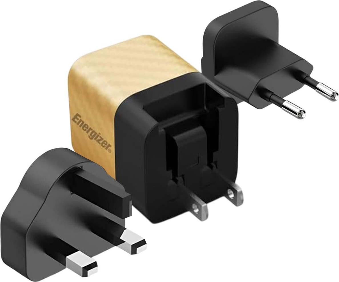Energizer GaN 4A USB-C 20W netadapter met EU/VK/VS stekker, zwart/goud