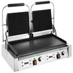 Buffalo Doppel-Kontaktgrill Flache Basis Geriffelte Oberplatte