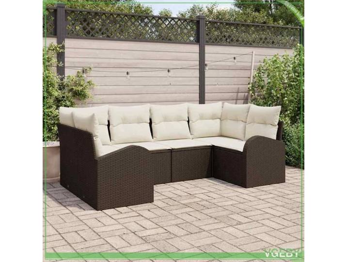 Ensemble de canapé de jardin - FAFEICY - Modulaire - Poly rattan - Marron - 6 places