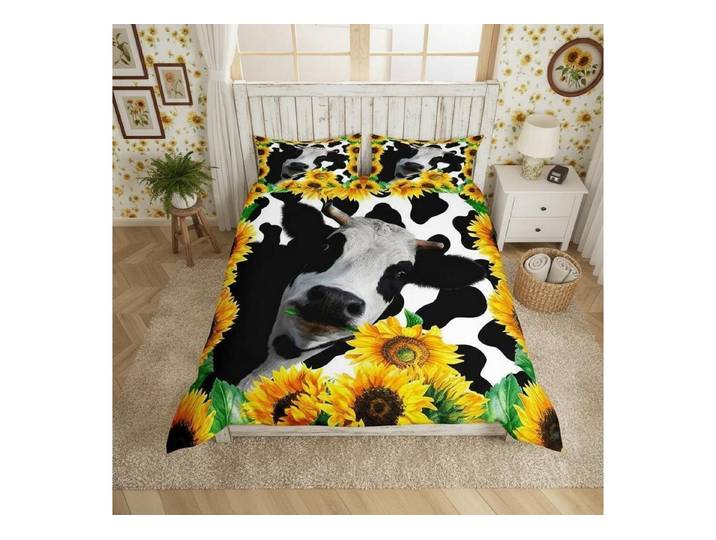 LuxusKollektion Kinderbettwäsche Kuh Bettwäsche 200x200 Blumen Kinder