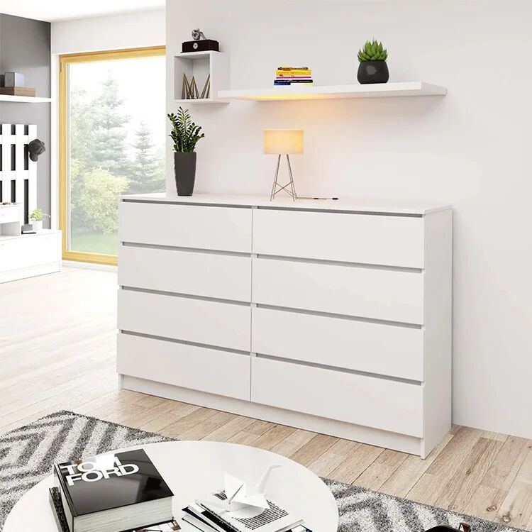garneroarredamenti Cassettiera 160x100h cm moderna 8 cassetti bianco Living