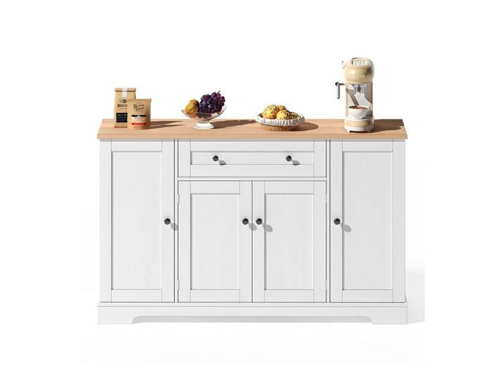 Rutaqian Sideboard Multifunktionales Küchenbuffet – 138 cm Sideboard mit Schublade, mit Regaltüren & verstellbaren Einlegeböden, Kippschutz