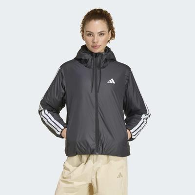 Outdoorjacke ADIDAS SPORTSWEAR "ESSENTIALS CLIMAWARM 3-STREIFEN MIT KAPUZE", Damen, Gr. XS, schwarz, Obermaterial: 100% Polyester, Jacken Outdoorjacke, für Erwachsene, mit Kapuze, wasserabweisendes Finish