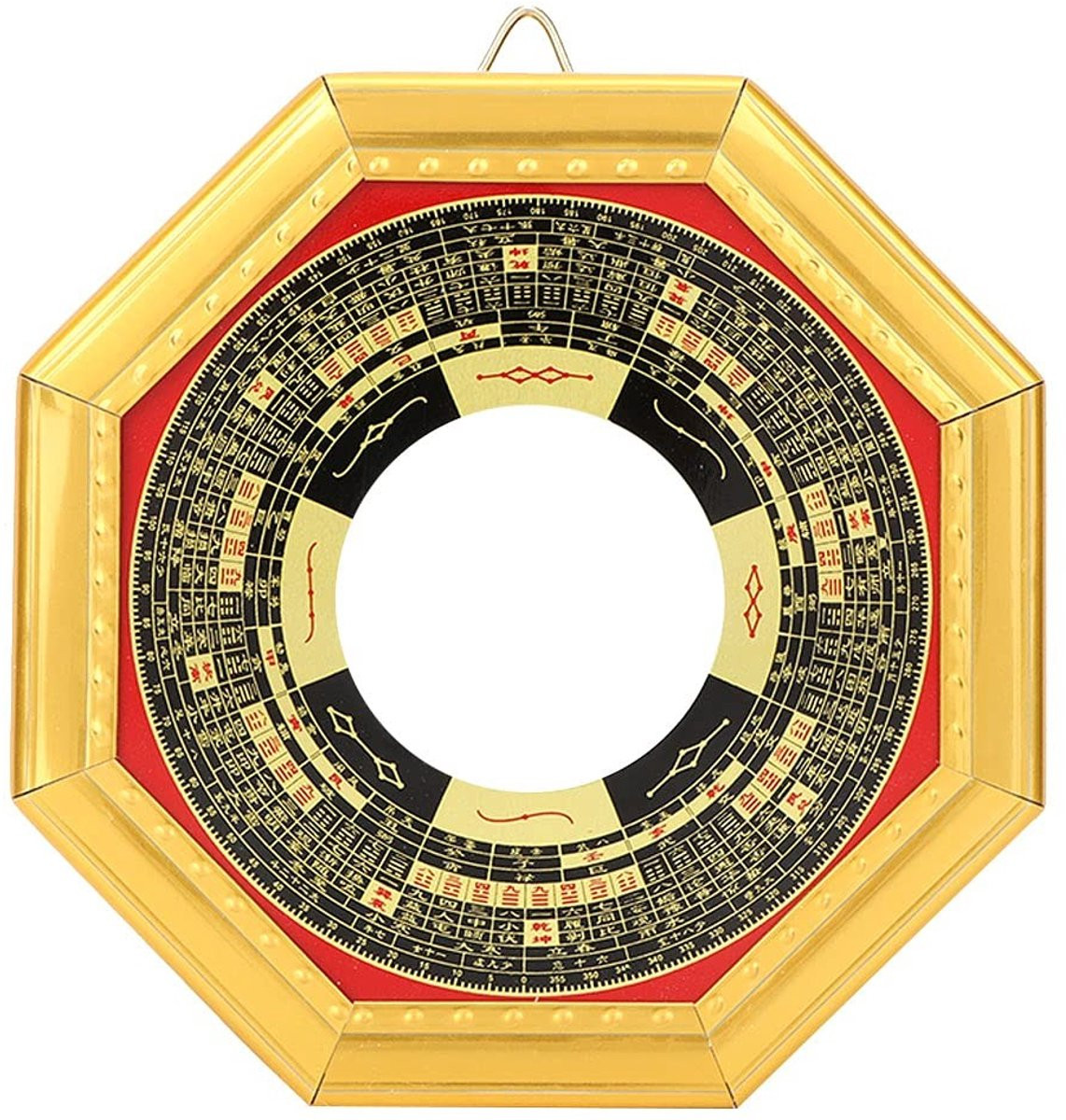 Dailygoods Bagua Spiegel - Houten Feng Shui Wandspiegel - Bol/Concaaf - 13,5 cm