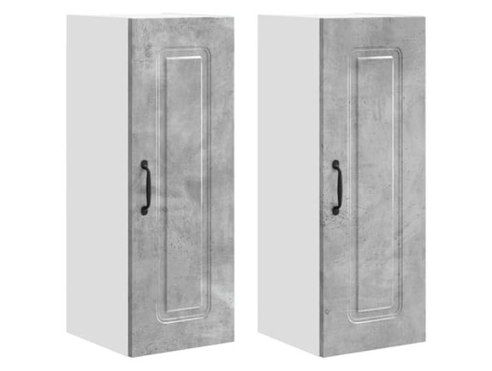 Küchen-Wandschrank Kalmar 2 Stk. Betongrau Holzwerkstoff 6 Regale 30 cm Holzwerkstoff mit glatter Oberfläche, 6 Regale hinter 2 Türen, bis 120 kg belastbar, Set aus 2 Wandschränken