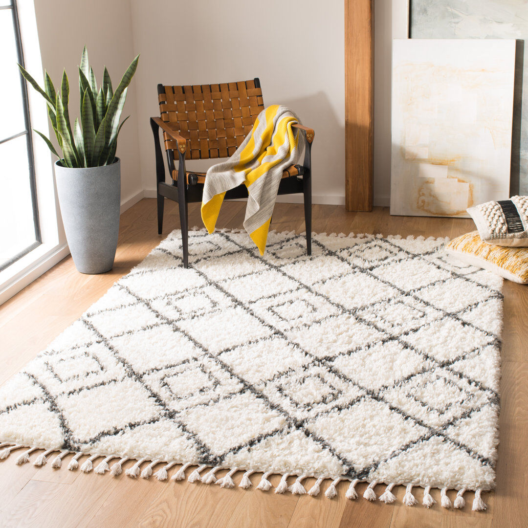 Mistana Ried Rectangle Geometric Hand Woven Area Rug Ivory Rectangle 183 x 274 cm