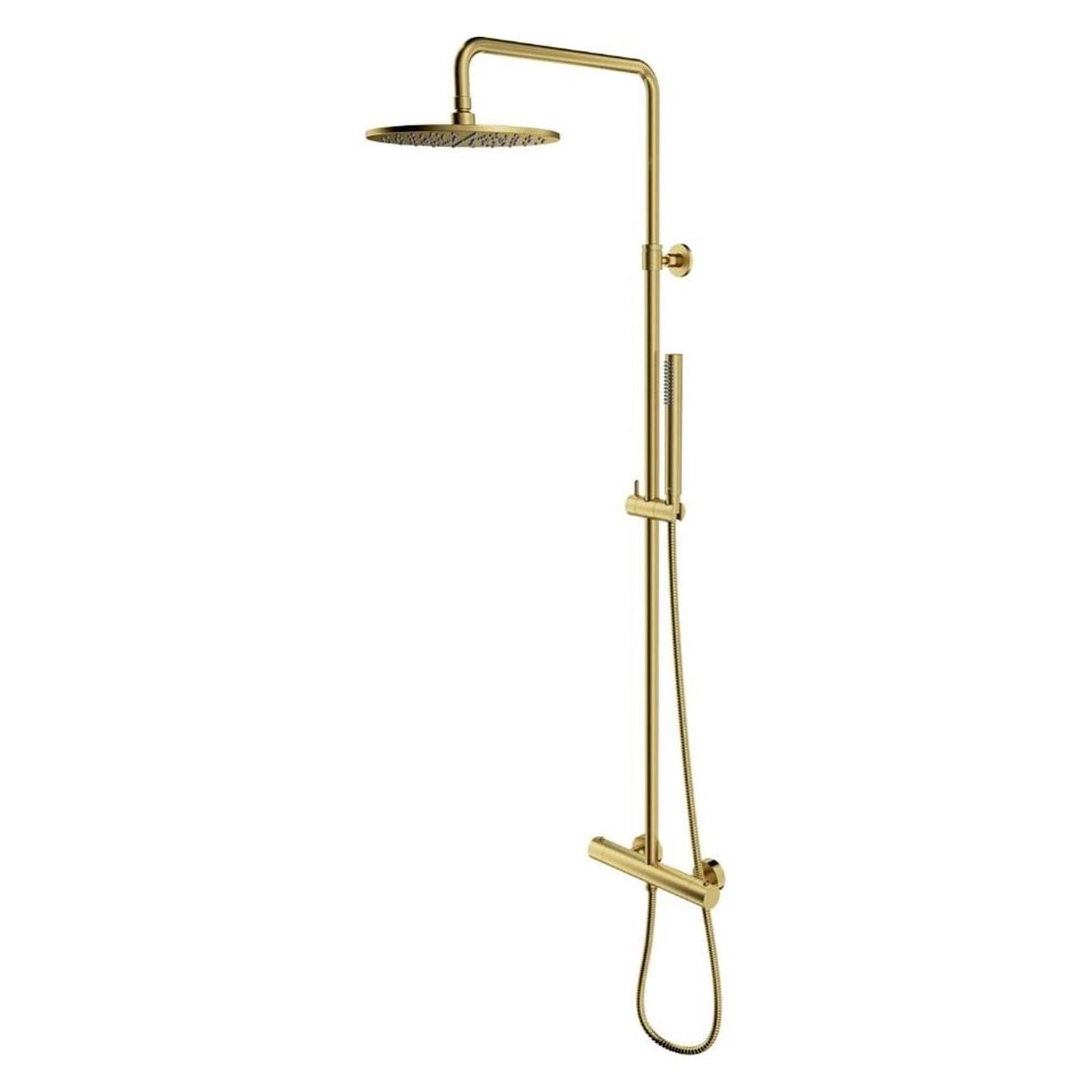 Omnires y - doucheset met thermostaat, diameter 25 cm, geborsteld messing (58075603)