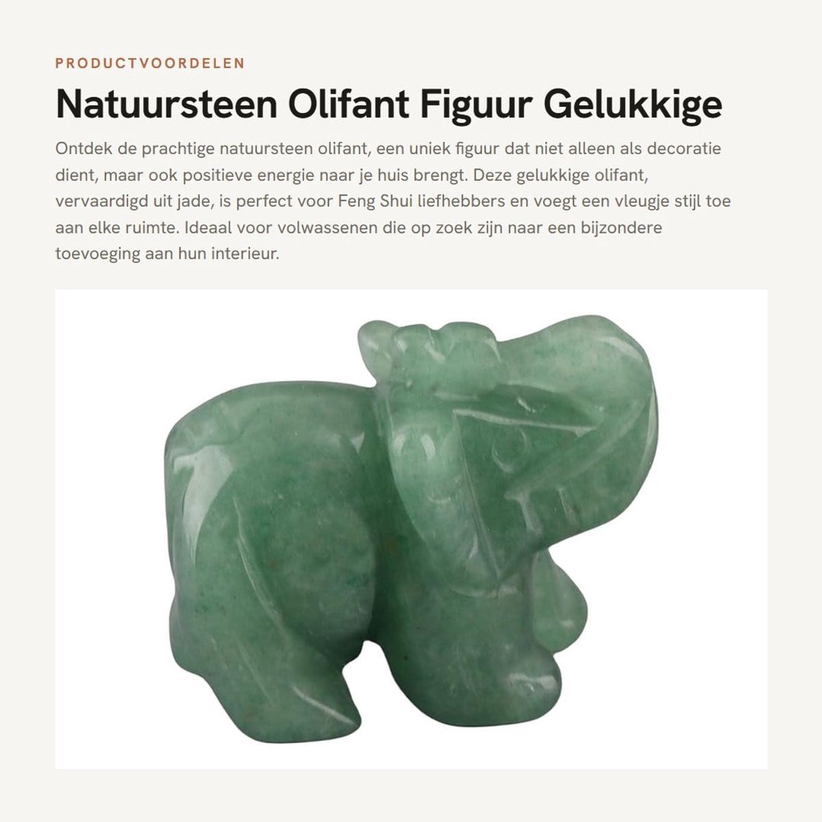 Dailygoods Jade Olifant Figuur - Feng Shui Decoratie Beeldje voor Binnen - 3,8 cm