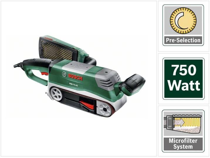 Kit de ponçage à bande Bosch PBS 75 AE 750 watts avec butée et serre-joints dans un coffret (06032A1101)
