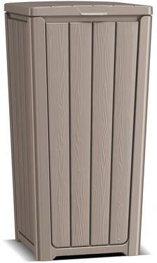 Outdoor Garbage Can, Weatherproof Resin Bin with Cover for Garden