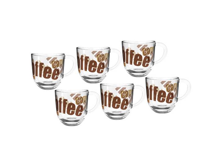 Leonardo Kaffeegläserset Napoli, Braun, Transparent, Glas, 6-teilig, 280 ml, Gläser, Teegläser & Kaffeegläser
