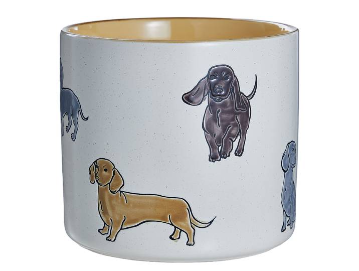 Cache-pot Teckel Ø 18cm Beige/Beige