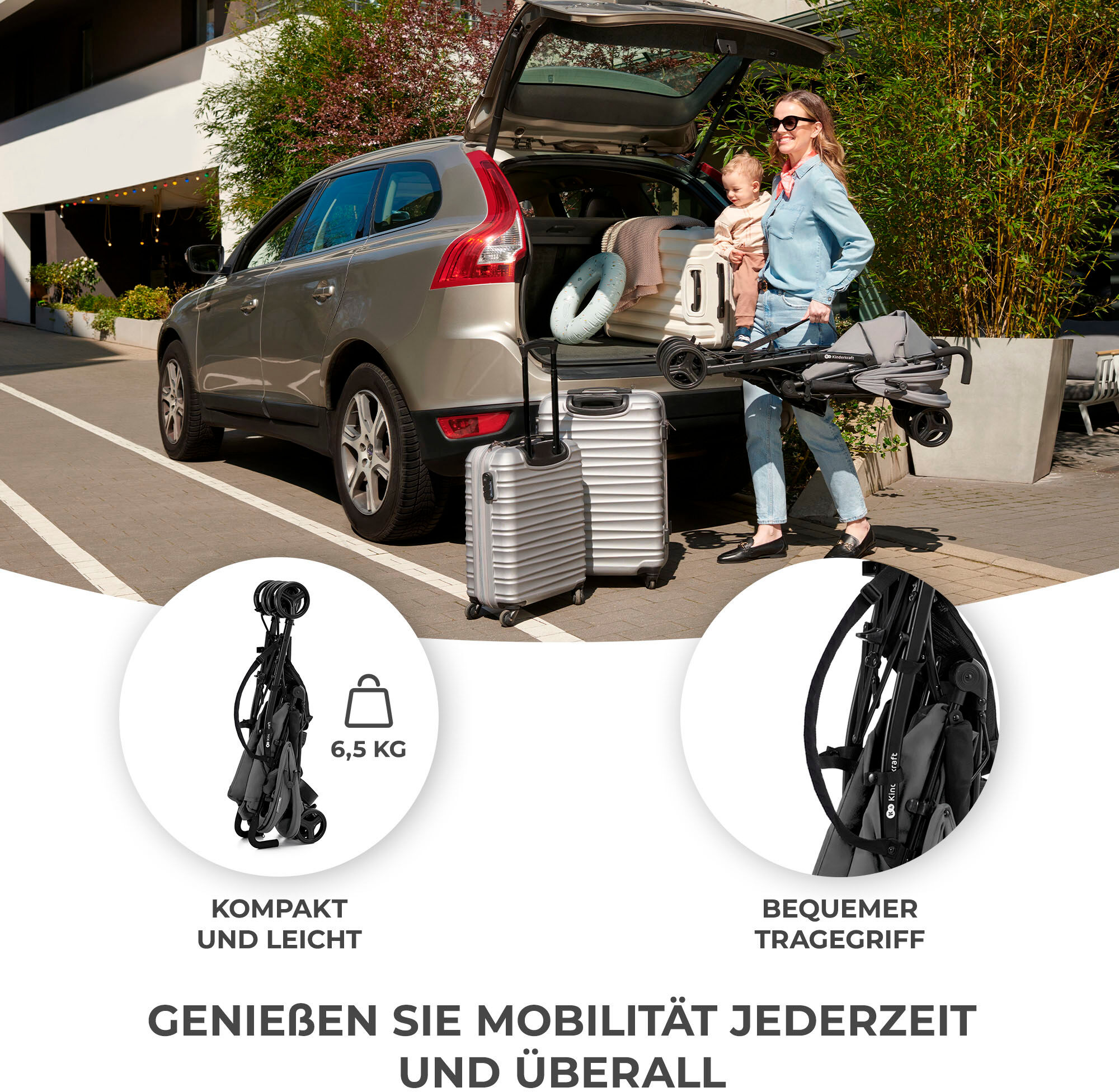 Kinder-Buggy KINDERKRAFT "TIK", Baby, grau, Stahl, Kinderwagen Kinder-Buggy