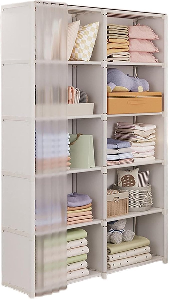 Wit Garderobe Opbergrek met Stevig Stalen Frame voor Ruimtebesparende Kledingopslag