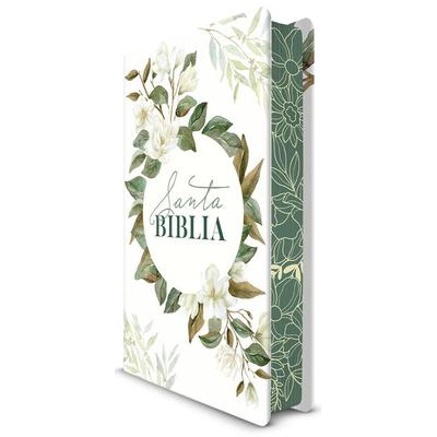 Biblia Rvr 1960 Letra Grande Tamaño Manual, Tapa Dura Con Flores Blancas Y Cantos Pintados / Spanish Bible Rvr 1960 Handy Size White Flowers Sprayed