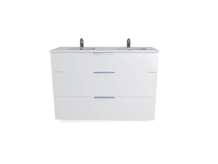 Meuble sous-vasque 3 tiroirs MARBELLA 120 cm + vasque / Blanc