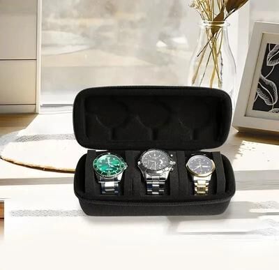 Inspired Finds 3 Slot Travel Watch Case Rigid Watch Storage Organizer 3 Slot Travel Watch Case Rigid Watch Storage Organizer