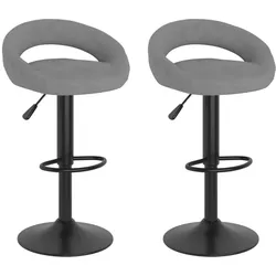 vidaXL Barhocker 2 Stk. Hellgrau Samt