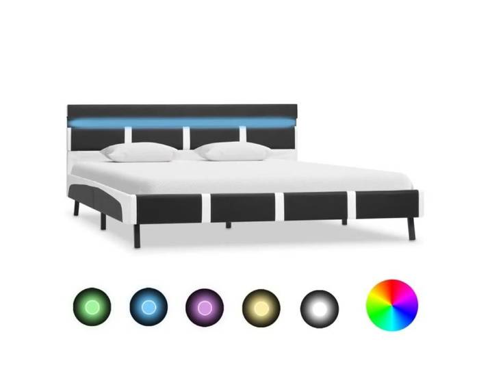 Lit - LAY - Cadre avec LED Gris Similicuir - 140x200cm - Bois - Contemporain