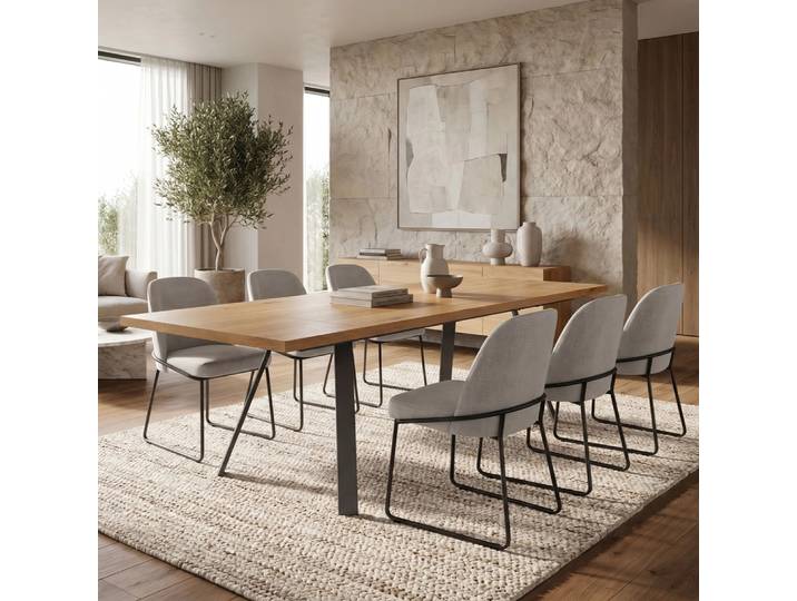 Ausziehbarer Lige-Tisch aus natürlichem Holz 140x80 cm Zwei Verlängerung je 60 cm Danzz