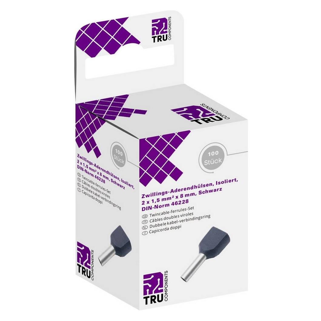 Tru Components Aderendhülsen-Sortiment, Duo - 2 x 1.5 mm² x 8 mm, 100 tlg (8571576)