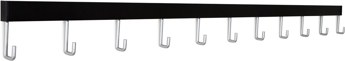 STAS Wandrek en Kapstok Zwart - 100 cm universeel ophangrek voor jassen, tassen en accessoires